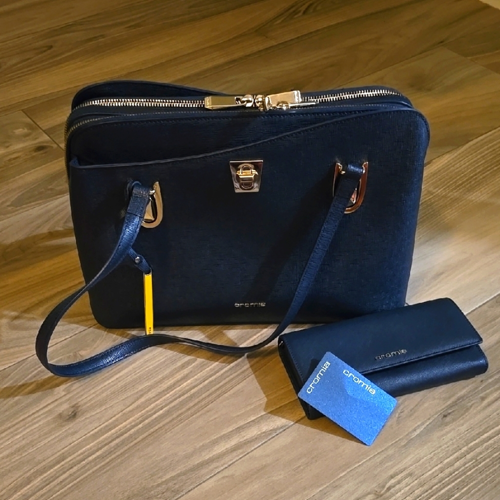 Blue Satchel and a Wallet Set